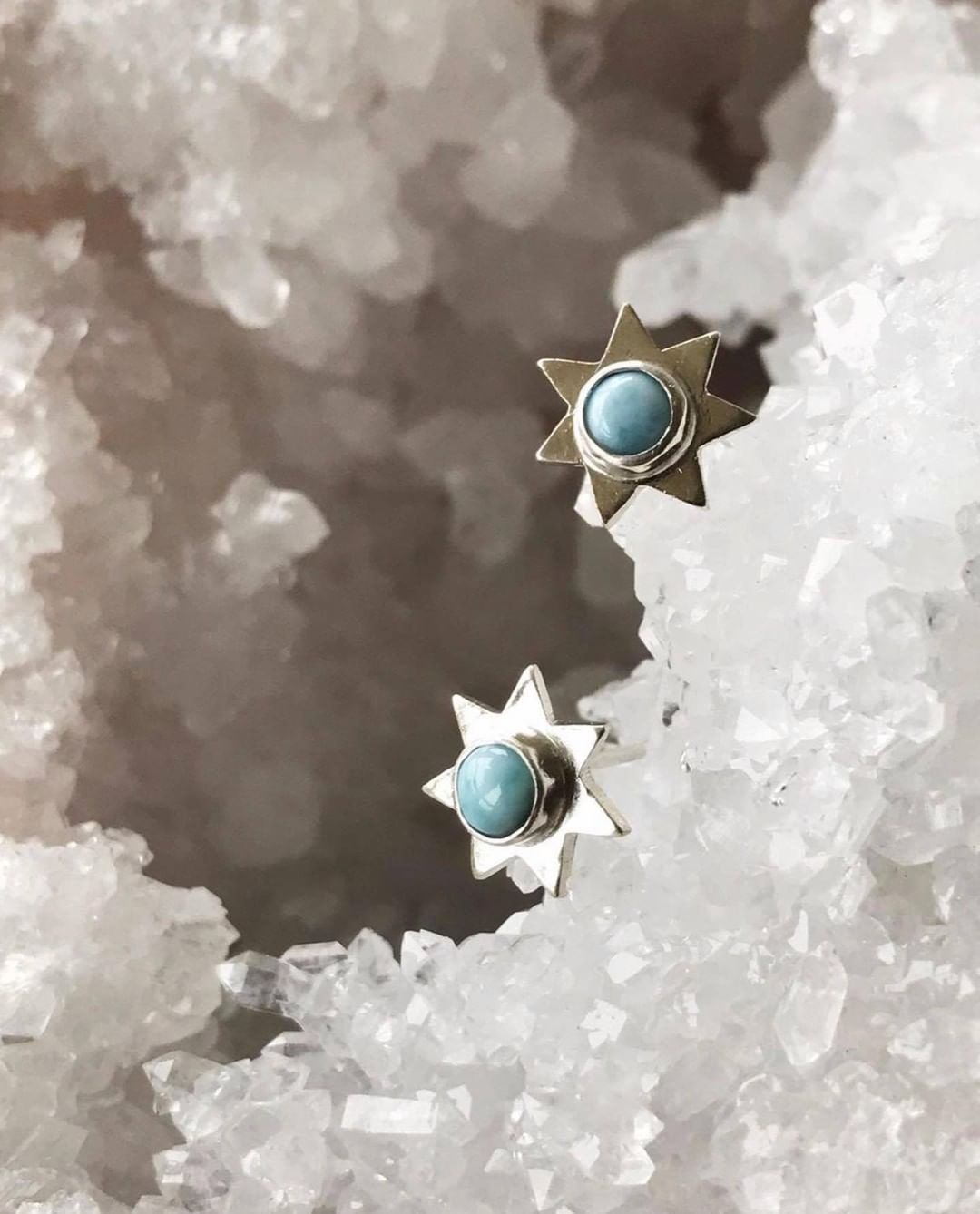 Larimar star studs